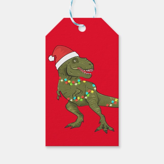 Papais noeis T-Rex Dinossauro Natal Xmas Etiqueta  (Frente)