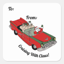 Papais noeis Vermelhos/Verdes No Adesivo Quadrado 