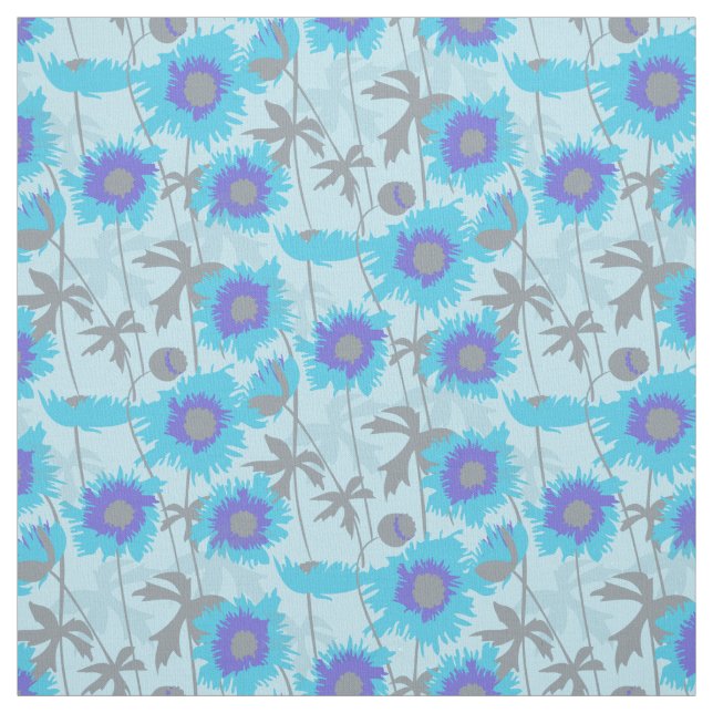 Papanicolau cinza azul tecido gráfico floral (Modelo)
