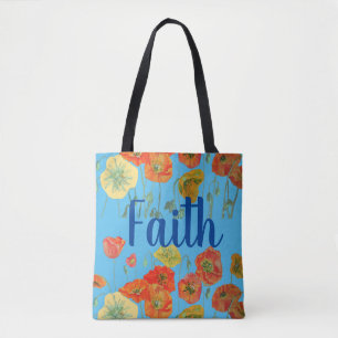 Papas Laranja Faith Floral Tote Bag Espiritual