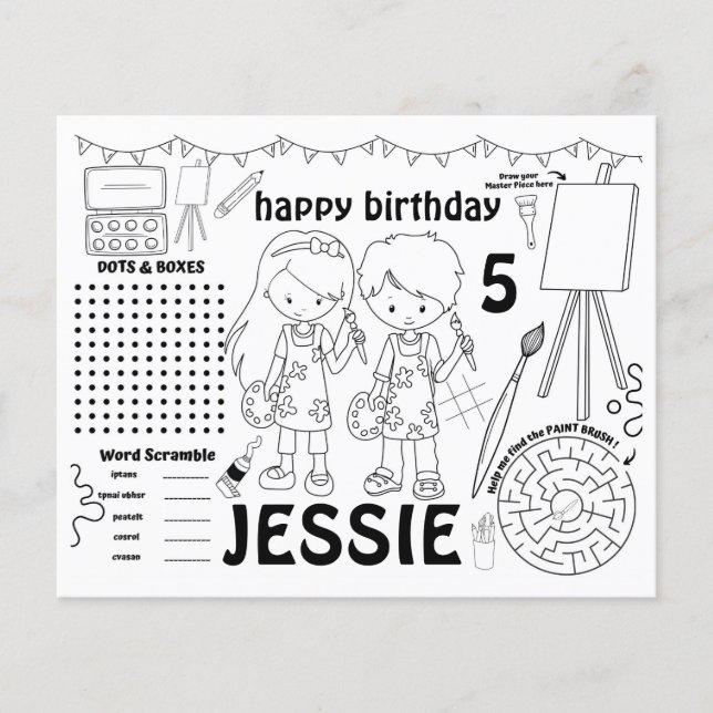 Papéis de arte, atividades artísticas e folhas de  (Frente)