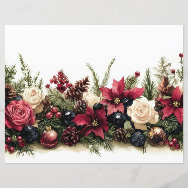 Papéis de Escrapão de Natal e Flores (Frente)