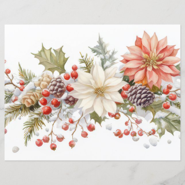 Papéis de Escrapão de Natal e Flores (Frente)