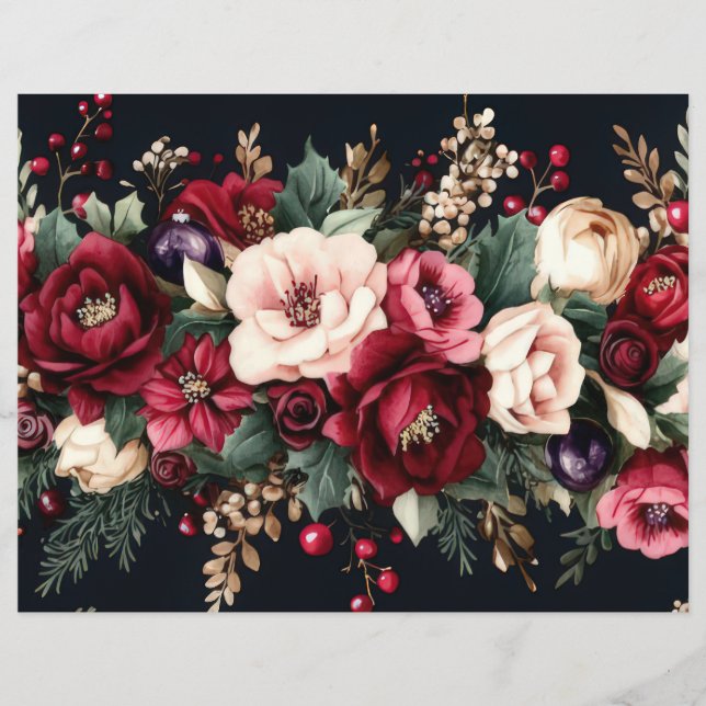 Papéis de Escrapão de Natal e Flores (Frente)