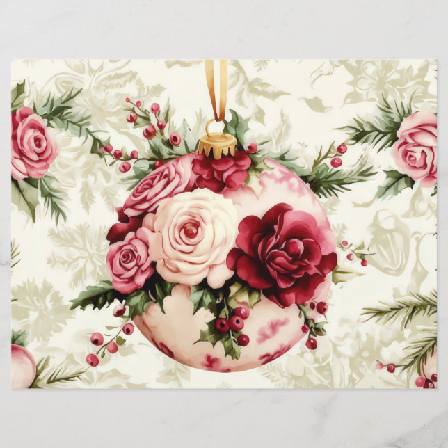 Papéis de Escrapão de Natal e Flores (Frente)
