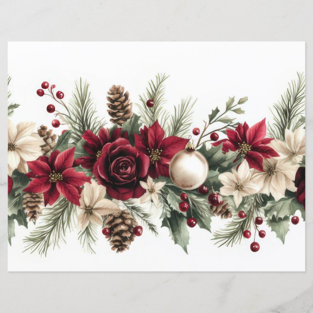 Papéis de Escrapão de Natal e Flores (Frente)