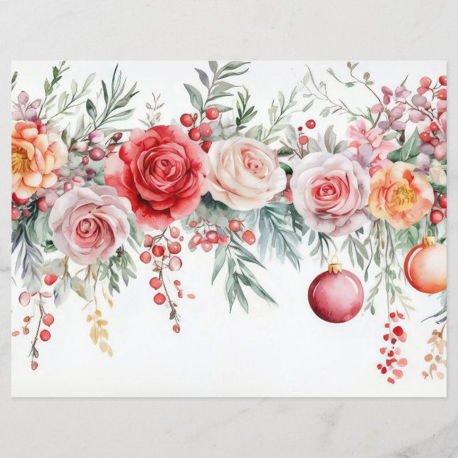 Papéis de Escrapão de Natal e Flores (Frente)
