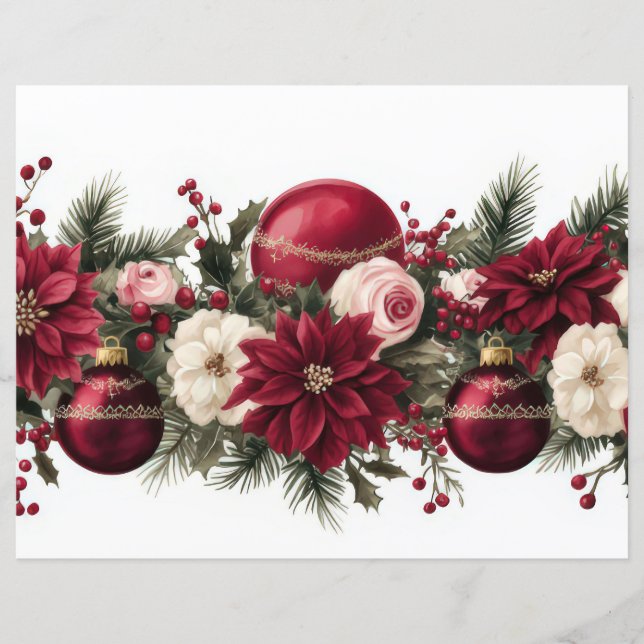 Papéis de Escrapão de Natal e Flores (Frente)