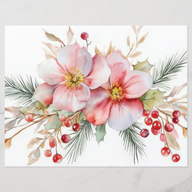 Papéis de Escrapão de Natal e Flores (Frente)