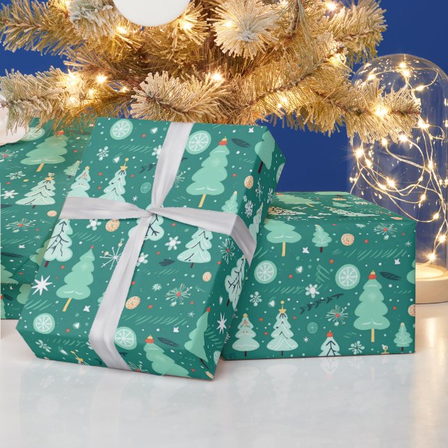 papeis de natal verde papel de embrulho de present (Feriados)