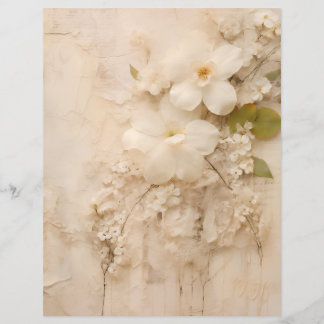 Papeis para Scrapbook Flores de Renda Bege Shabby 