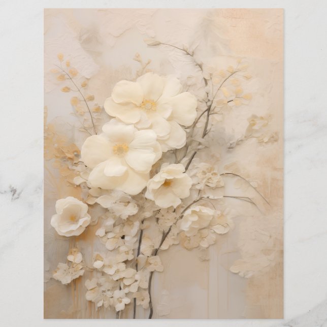 Papeis para Scrapbook Rosas de Renda Bege Shabby C (Frente)