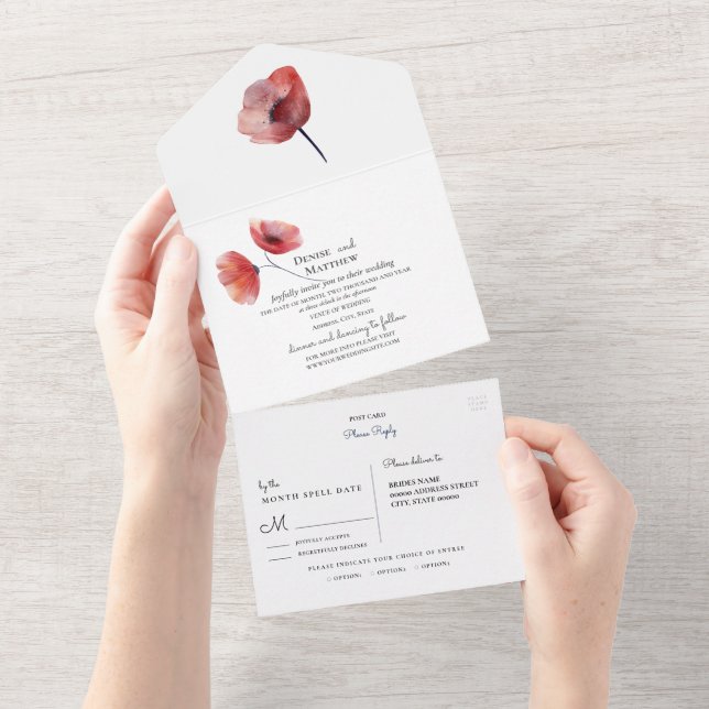 Papéis Tecidos Poppia Convite De Casamento (Aba destacável)