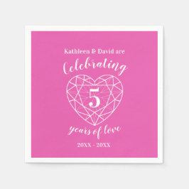 Papel 5 anos de amor guardanapo