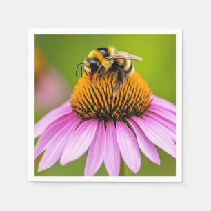 Papel Abeja Melífera em Guardanapo de Coneflower Roxo