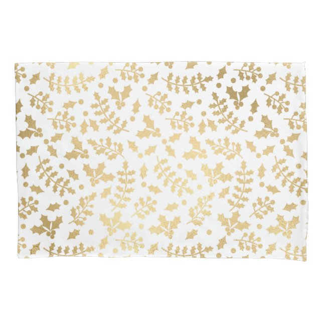Papel alumínio dourado e azevinho branco de Natal (Frente)