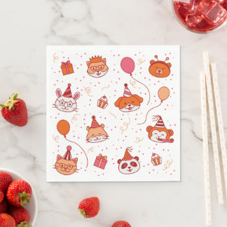 Papel Animais de festa felizes e fofos guardanapo de pap