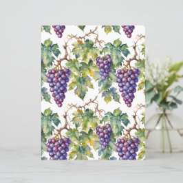 Papel Aquarela Rústica Uvas Roxas e Vinha
