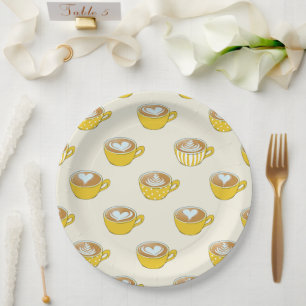 Papel Arte em Latite em Prato Amarelo de Café