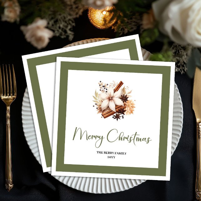 Papel Árvore de Natal em Tom de Terra Quente Guardanapo  (Warm Earth Tone Christmas Tree Personalized Napkins)