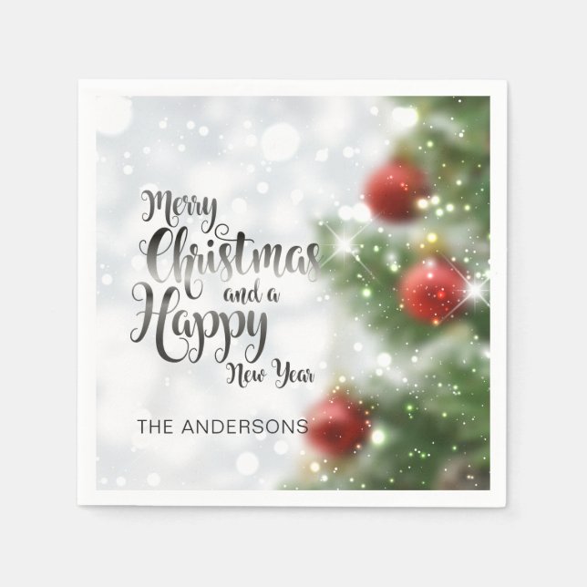 Papel Árvore de Natal Merry Personalizada | Guardanapo (Frente)