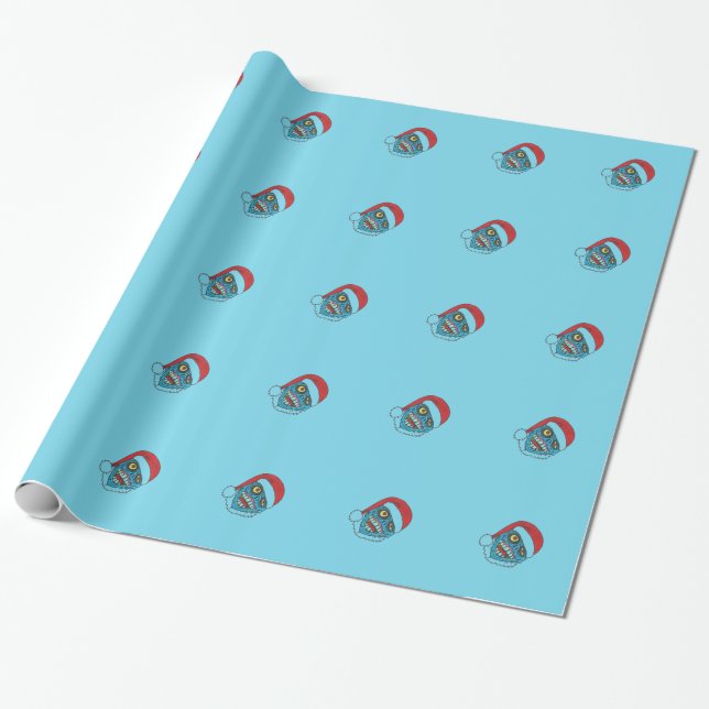 Papel azul do papel de embrulho do Natal do zombi (Desenrolado)
