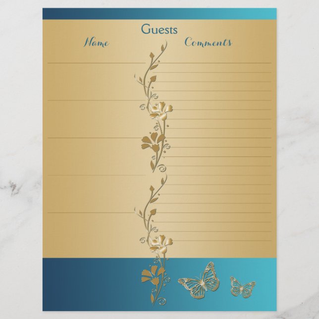 Papel Binder para uso como Guestbook (Frente)