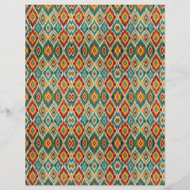 Papel Boho Ikat para Scrapbook – Amarelo Mostarda  (Frente)