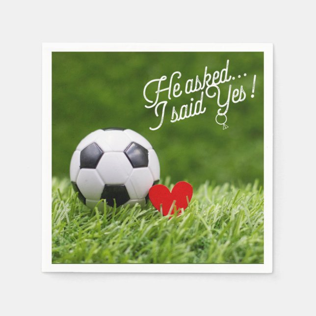 Papel Bola de futebol com coração vermelho no guardanapo (Frente)