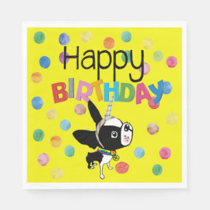 Papel Boston Terrier - guardanapo de aniversário do pape