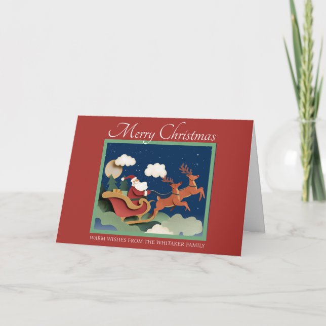 Papel branco cortado Cartão de Natal com Papais no (Frente)