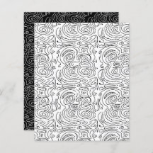 Papel branco de modelagem em abstrato Black Wavy L