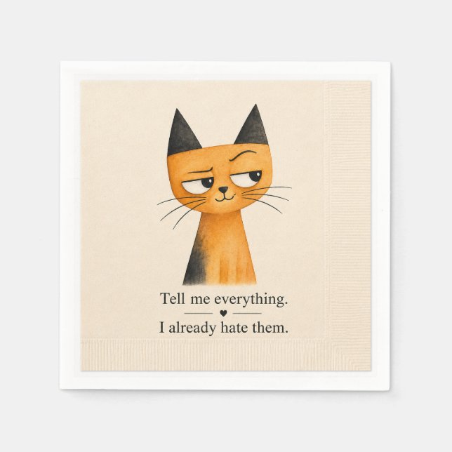 Papel Catmosphere™: Me Contem Tudo Guardanapo de Coquete (Frente)