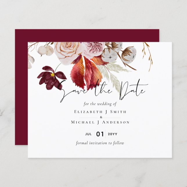 PAPEL Cinnamon Casamento Fall Florals (Frente/Verso)