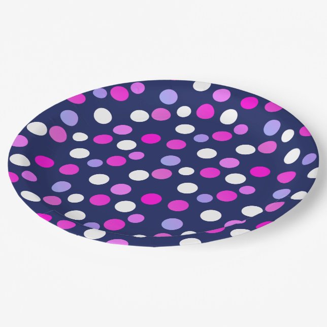 Papel Círculos Branco Rosa Roxo Azul Bolas Prato de Pape (Inclinado)