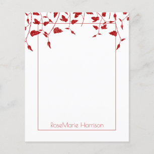 Papel com Bordas Florais de Feriado Vermelho