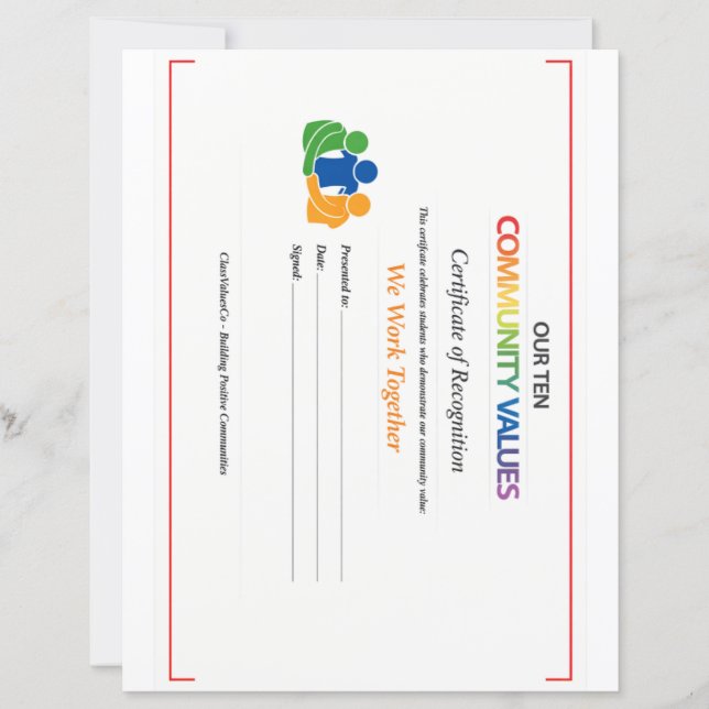 Papel com Cabeçalho de Certificado de Valor Conjun (Frente)
