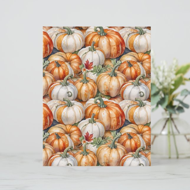 Papel com padrão de abóboras em estilo de fazenda  (Em pé/Frente)