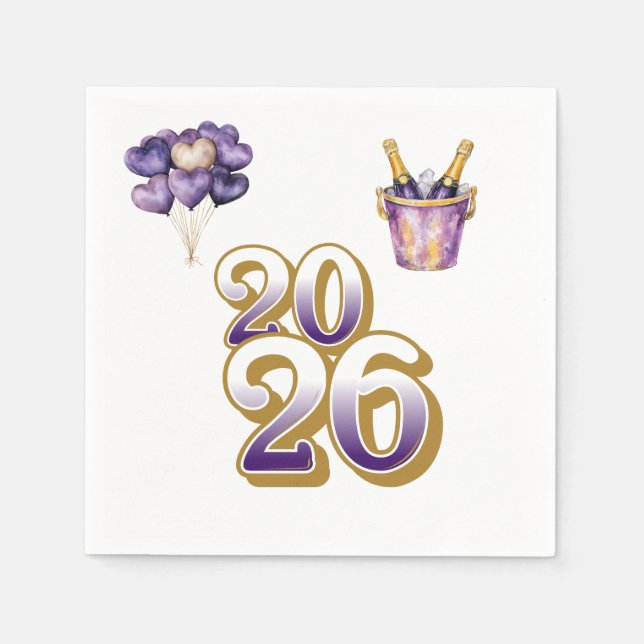 Papel Conjunto de Louças para Ano Novo 2026 - Guardanapo (Frente)