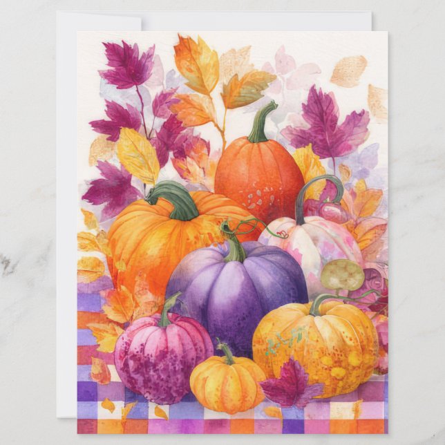 Papel Craft de Abóbora Floral de Outono (Frente)