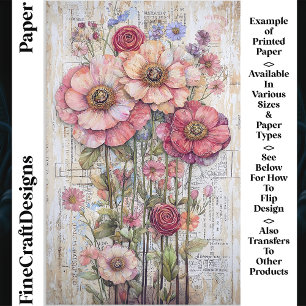 Papel Craft Shabby Chic Pastel Floral Colagem CS5