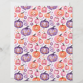 Papel de Abóbora de Halloween em Aquarela Pastel F