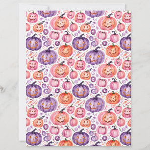 Papel de Abóbora de Halloween em Aquarela Pastel F