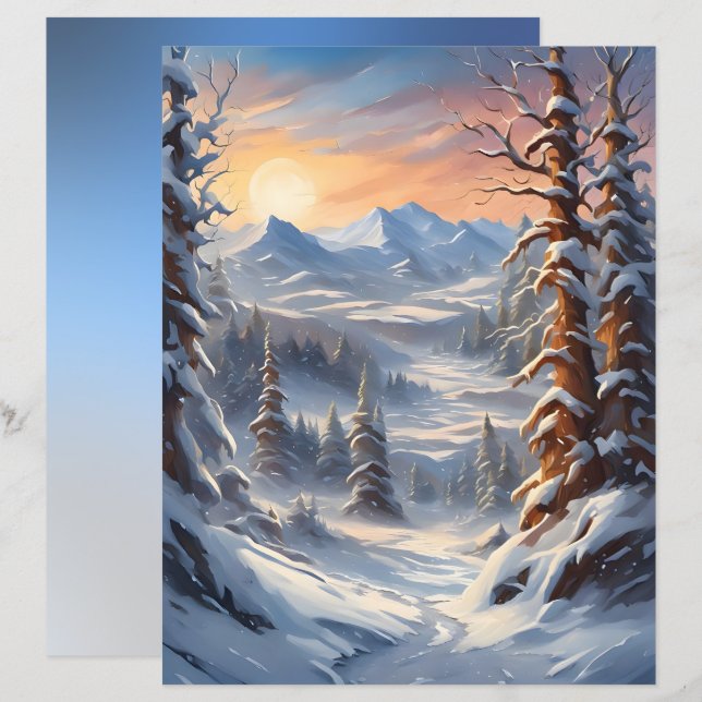 Papel de Álbum de Recortes de Inverno Profundo nas (Frente/Verso)