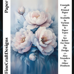 Papel de Artesanato CR1 - Peonies Brancos e Rosa M