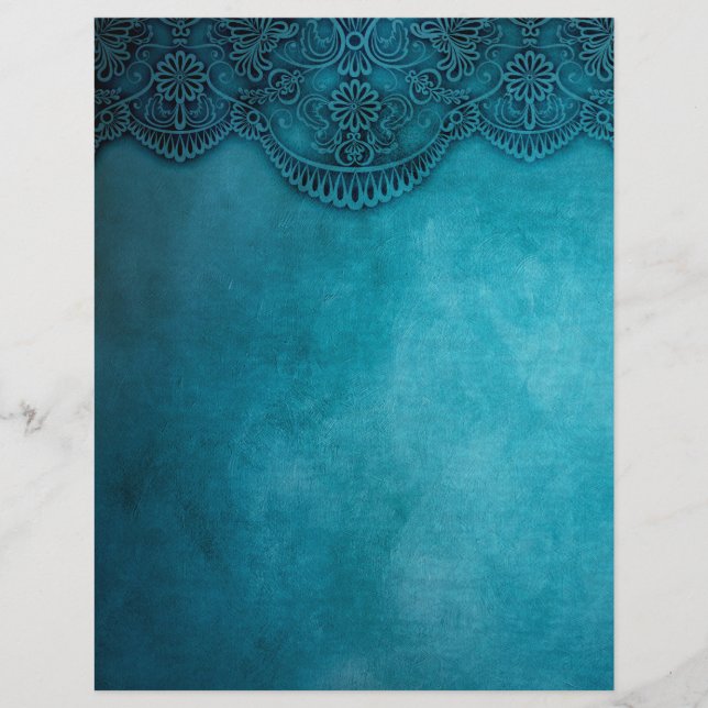 Papel de Artesanato de Scrapbooking Lacy Turquoise (Frente)