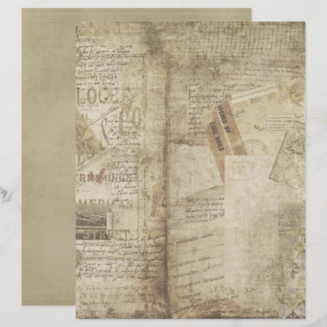 Papel de Artesanato em Papel Escrapbook Vintage pa (Frente/Verso)