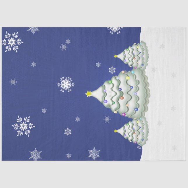 Papel de árvore de Natal azul (Frente )