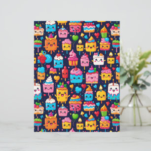 Papel de Bolo de Aniversário e Sobremesa Kawaii Fo