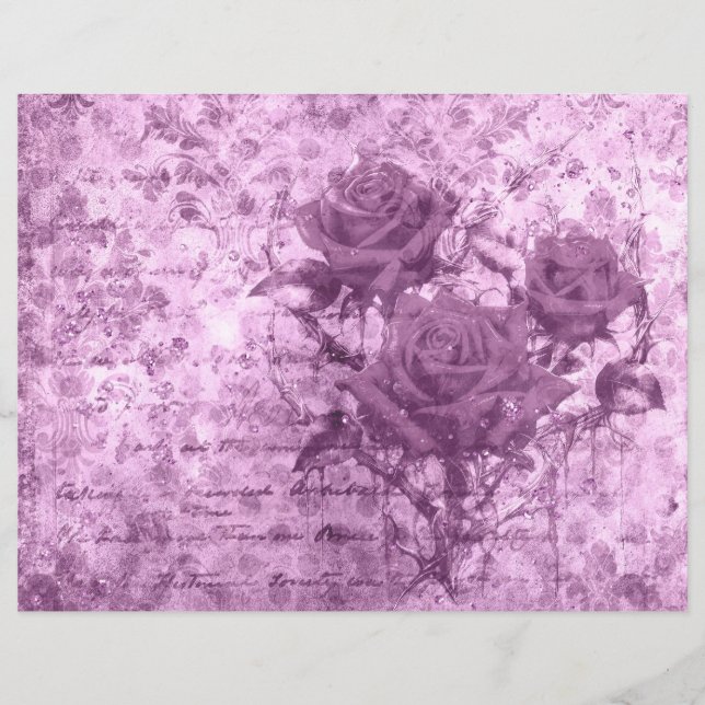 Papel de Caderno de Reciclagem Rosa Roxo Vintage - (Frente)